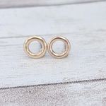 Gold Tone Dainty Circle Stud Earrings Photo 0