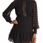 Love by Design Black Swiss Dot Chiffon Lace Trim Cocktail Dress - M Photo 0