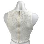 Rebecca Taylor White Floral Lace Sleeveless Halter Zipper Cami Crop Tank Top 4 Photo 2