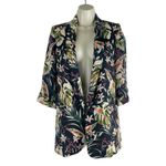 ZARA  Satin Floral Printed Open Front Long Blazer Jacket Women Green Size XS Photo 2