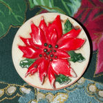 Brooch / Pin / Christmas / Poinsettia / Flower / Plastic / Hong Kong Red Photo 0