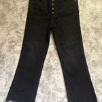 ZARA  Black High Rise Button Fly Raw Hem Jeans Size 10‎ Photo 0