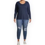 No Boundaries  Long Sleeve Navy Blue Crewneck T-shirt Photo 5