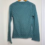Vintage Y2K V neck Empire Sweater Bell Sleeves Women’s Sz Small Eyelet Pointelle Blue Photo 3