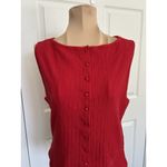 Madewell  Ribbed Crewneck Shell Top Vest Button Front Cherry Red Size M Photo 2