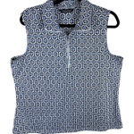 Tango Mango Geometric 1/4 Zip Sleeveless Polo XL White Photo 0