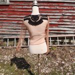 Forever 21  Size Small S Sheer Light Carmel Brown Black Cropped Crochet Festival Photo 14