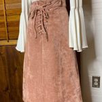 Gianni Bini Baked Pink Suede Lace Up Skirt Photo 2