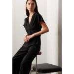 Boss Hugo Boss Jumpsuit Womens 4 Black Debasa V Neck Crepe Photo 4