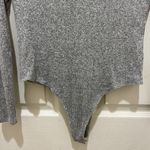 Socialite Gray Ribbed V-Neck Long Sleeve Bodysuit Photo 2