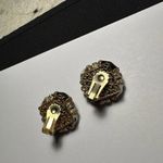 Vintage Laguna Black White Glass & Rhinestone Beaded Gold Tone Clip On Earrings Photo 3