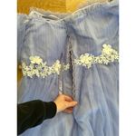 Off Shoulder Flowy Prom Dress in Periwinkle Blue & White Size 24 Photo 5