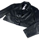 Topshop  Black Faux Leather Cropped Blazer Coat Photo 8