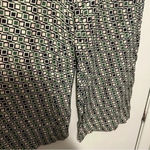 ZARA  geometric wide leg pants black cream green size S Photo 1