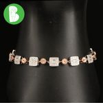 STERLING SILVER & GENUINE DIAMOND SQUARES & CIRCLES JWBR TENNIS BRACELET Photo 0