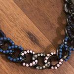 Black flat braid rhinestone jewel necklace Photo 1