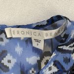 Veronica Beard Cabo Boho Paisley Printed Silk Blouse Sz 2 Back Zip Long Sleeve Photo 2