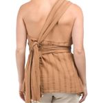 ZARA  100% Cotton One Shoulder Beaded Wrap Blouse Top Tank Brown neutral Sz S Photo 1