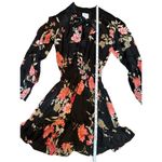 MISA Los Angeles Iyana Tie-Neck Smocked Waist Mini Dress Black Floral Sz S Photo 8