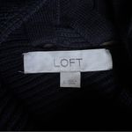 Loft  Black Ribbed Crew Neck Sweater with Lace Up Back Size L Photo 3
