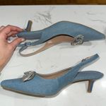 BCBGeneration BCBG Donna 2 Embellished Rhinestone Bow Denim Kitten Heel Pumps, Size 7.5, NWOT Photo 4