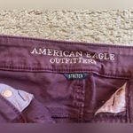 American Eagle  Outfitters Maroon Red Denim Distressed Stretch Shortie Jean Short Photo 10