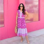 Loft Ruffle Border Midi Dress 2 Purple Paisley Boho Peasant Cottegecore Resort Photo 1