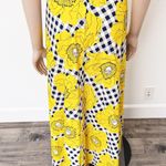 [Vintage] 70s Yellow Gingham Floral Print High Neck Halter Maxi Dress Sz Small S Photo 10