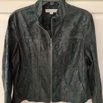 Bamboo Traders Petite Paisley Jacket PXL Green Silver Zip Up Fitted Blazer Coat Size XL Photo 0