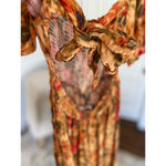 Olivaceous  Floral Midi Dress Puff Sleeve Boho Cottagecore Romantic Spring Summer Photo 8