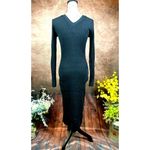 LITA By Ciara Icon Rib V Neck Cardigan Button Front Midi Dress Black M Size M Photo 13