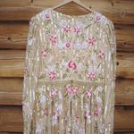 Mac Duggal NWT  Floral Tea Length Dress Sequin Beaded Gold Size 14 Photo 9