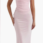 House Of CB HOUSE OF‎ CB SET Georgie Top & 'Giuliana' Ballerina Pink Satin Maxi Skirt NWOT Photo 0