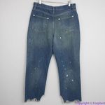 Free People NEW  paint‎ splatter raw hem cropped Maggie straight jeans, 31 Photo 5