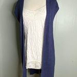 Chico's Chico’s Maureen Blue & Silver Shimmer Sleeveless Cardigan With lace Up Back XS Photo 0