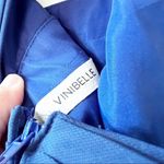 Vinibelle Mazarine Blue Pleated Chiffon Long Formal Dress Size 2 Photo 3