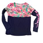 Lilly Pulitzer 🔵 SALE 3/$25 Breast Cancer Ribbon Blue Floral Long Sleeve Top XS Photo 1