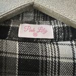 Pink Lily  Black and White Plaid Flannel Shacket Photo 3