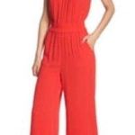 Chelsea28 Nordstrom Ruffle Neck Wide Leg Jumpsuit Red Party Holiday Cocktail Photo 1