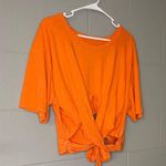 Aerie NWT  Cropped Wrapback T-Shirt in Orange Women’s Size XL Tie-Back Shirt Photo 3