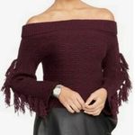 Rachel Roy Ryanne Fringe Cable Knit Off Shoulder Sweater Royal Orchid Photo 0