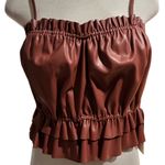 Sunday in Brooklyn Anthropologie  Faux Leather Pleated Peplum Top Size Small NWT Photo 1
