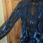 Anthropologie  velvet burnout Elegant Black and Blue Sheer Dress size medium Photo 3