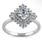 Sterling Silver SIZE 5 925 Gorgeous Cushion Halo Clear Engagement Ring Photo 1