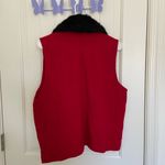 Vintage Tally Ho women’s vest 100% wool faux fur collar zip red fashion Size M Photo 4