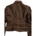 Bandolino  Stretch Black Denim Jacket Leopard Print Lined Full Zip Sz 6 NWOT Photo 4