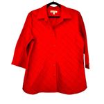 Coldwater Creek  100% Silk Red Diamond Pintuck Button Front Blouse Women’s L GUC Photo 7