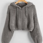 SheIn Zip Up Drawstring Hooded Teddy Jacket Photo 0