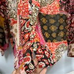 Entro Paisley Boho chiffon Colorful Fall Button Up Lightweight Patchwork Long Sleeve L Photo 2
