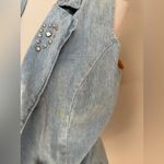 Vintage Boy Blue Embellished Denim Midi Vest, Size Large Photo 1